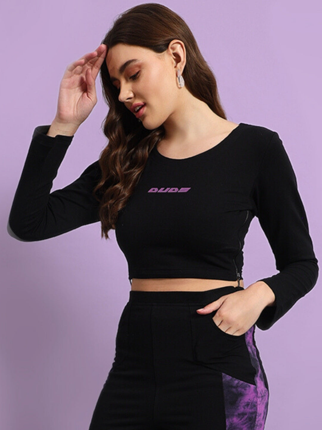 VIOLA TIE-DYE CROP TOP (BLACK-PURPLE)