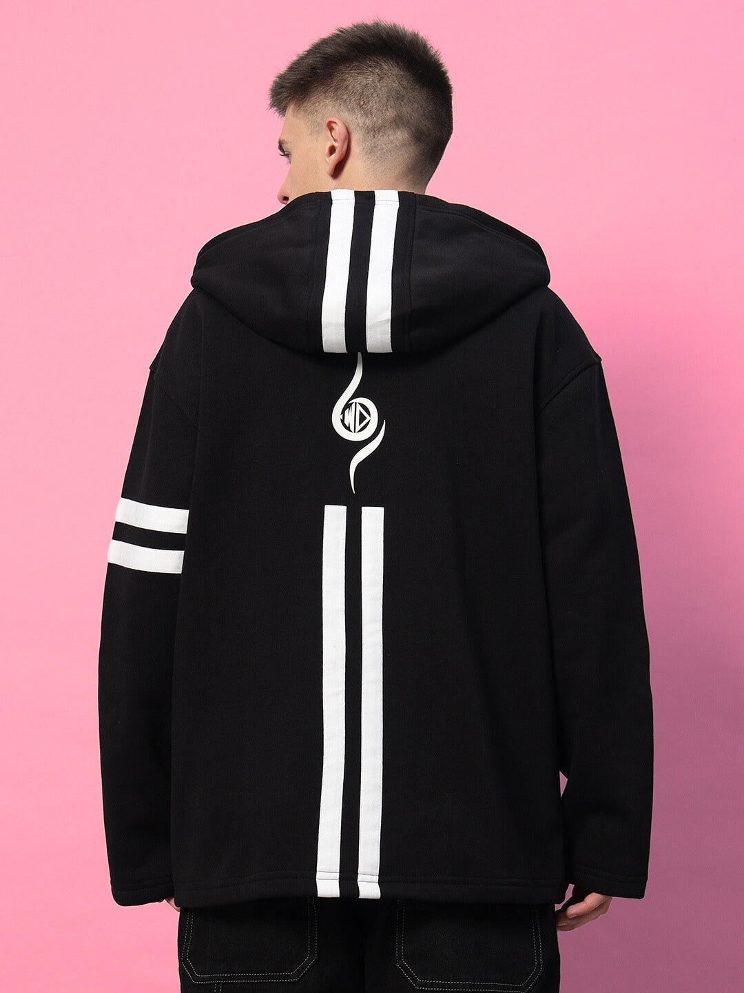 Shinobi Zipper Long Length Hoodie (Black)