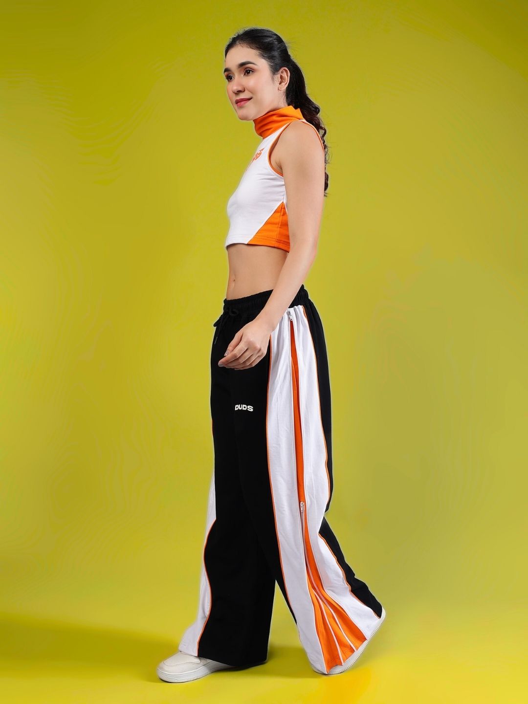 WOMEN'S MYSKY CO-ORD SET (WHITE BLACK ORANGE)