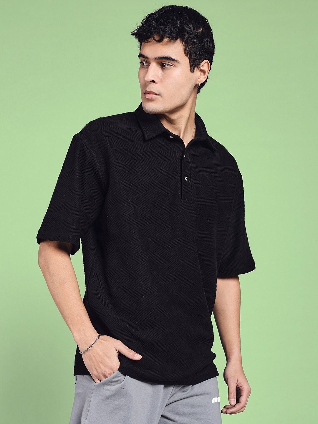 BROCADE POLO T-SHIRT (BLACK)