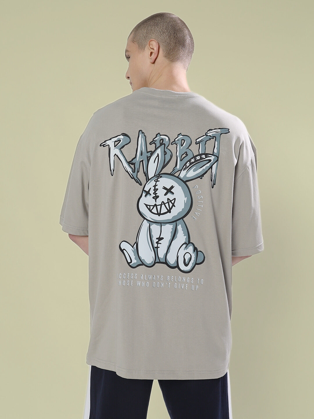 Positive Rabbit Over-Sized T-Shirt (Grey)
