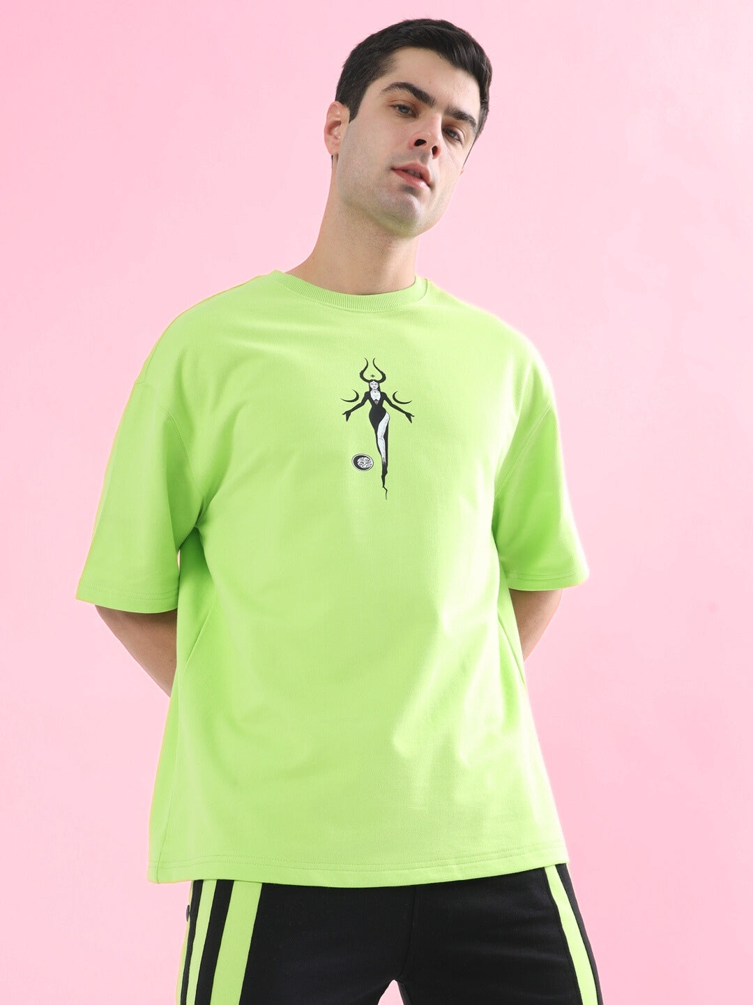 Black Moon Over-Sized T-Shirt (Neon Green)