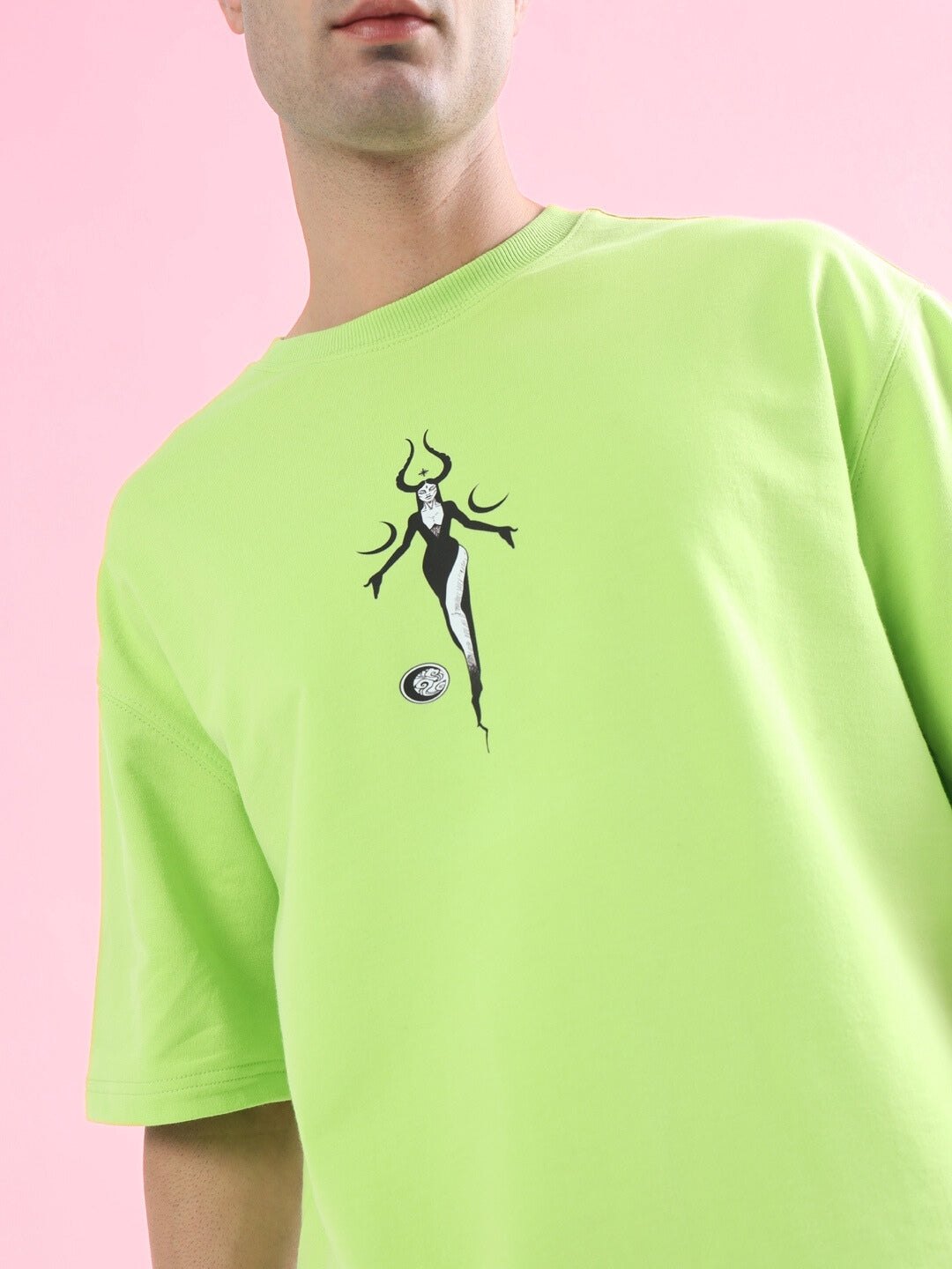 Black Moon Over-Sized T-Shirt (Neon Green)