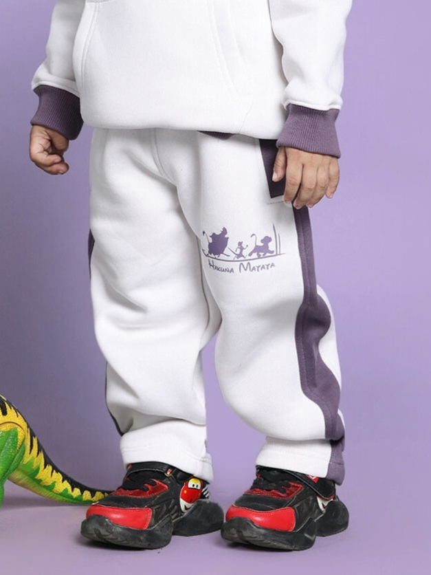 HAKUNA MATATA FLEECE PANT FOR BOYS & GIRLS (WHITE-VIOLET)