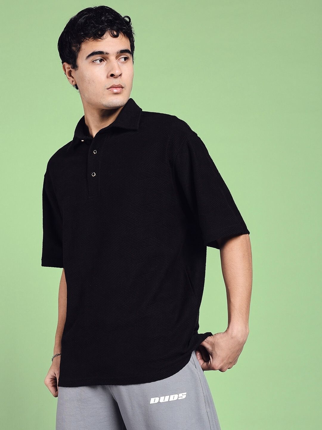 BROCADE POLO T-SHIRT (BLACK)