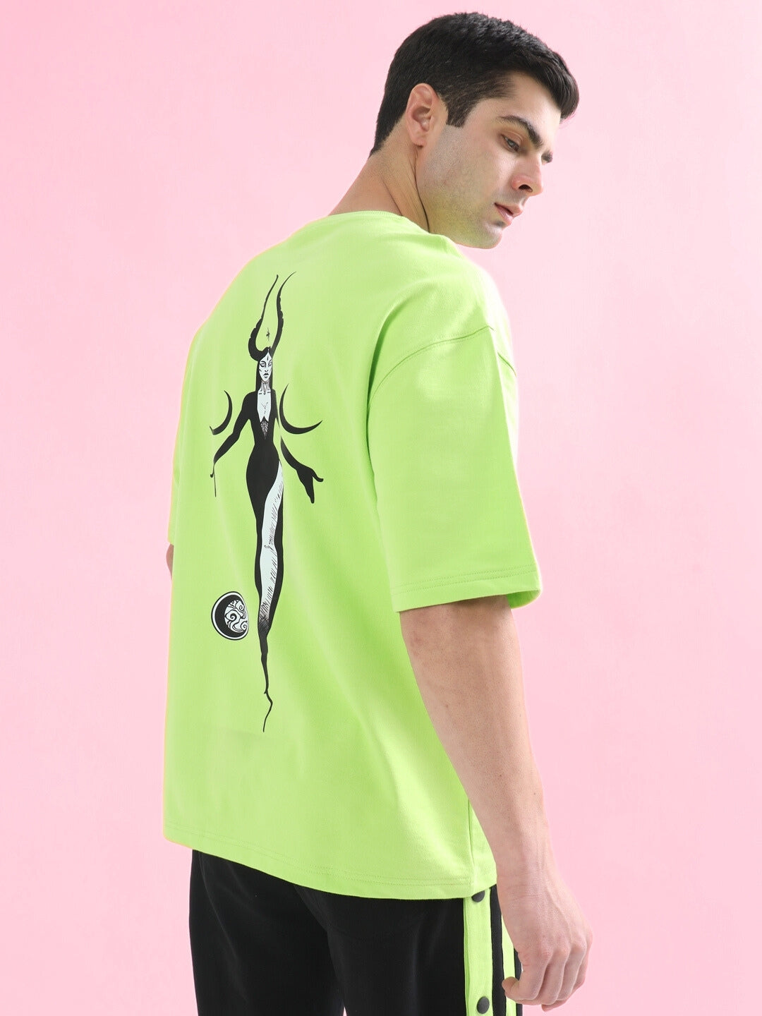 Black Moon Over-Sized T-Shirt (Neon Green)