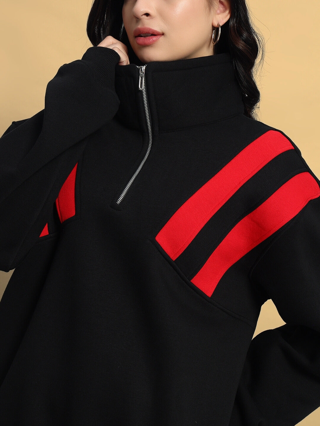 WOMEN'S CROSSBAR COLORBLOCK JACKET (BLACK-RED)