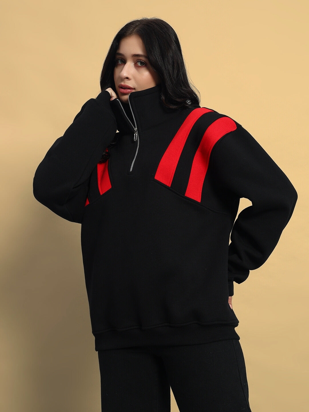 WOMEN'S CROSSBAR COLORBLOCK JACKET (BLACK-RED)