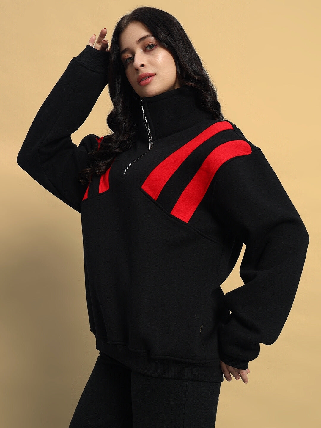 WOMEN'S CROSSBAR COLORBLOCK JACKET (BLACK-RED)