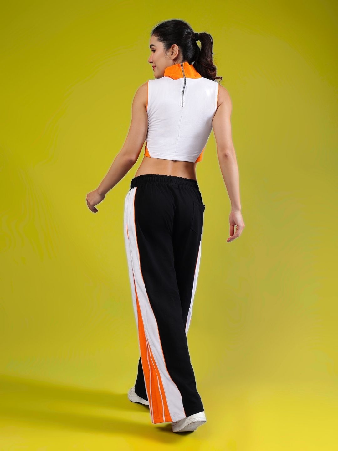 WOMEN'S MYSKY CO-ORD SET (WHITE BLACK ORANGE)