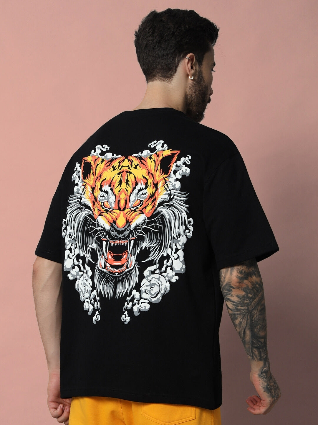 Leo Puff Print Over-Sized T-Shirt (Black)