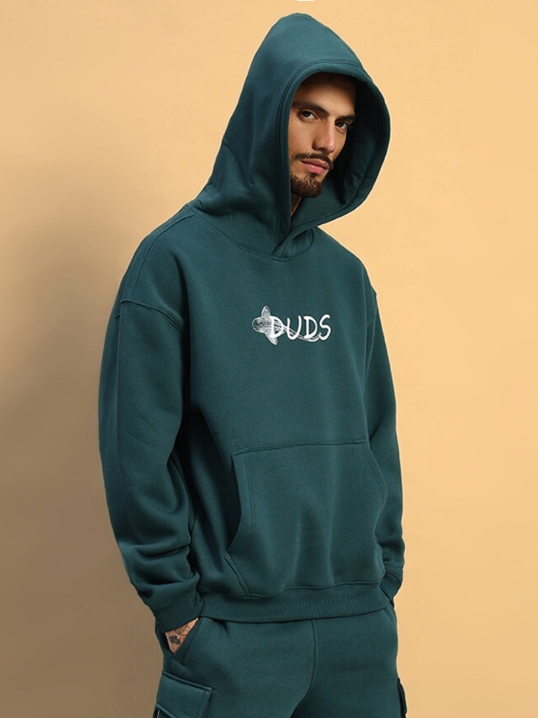 Leopard Shark Fleece Hoodie (Teal Green)