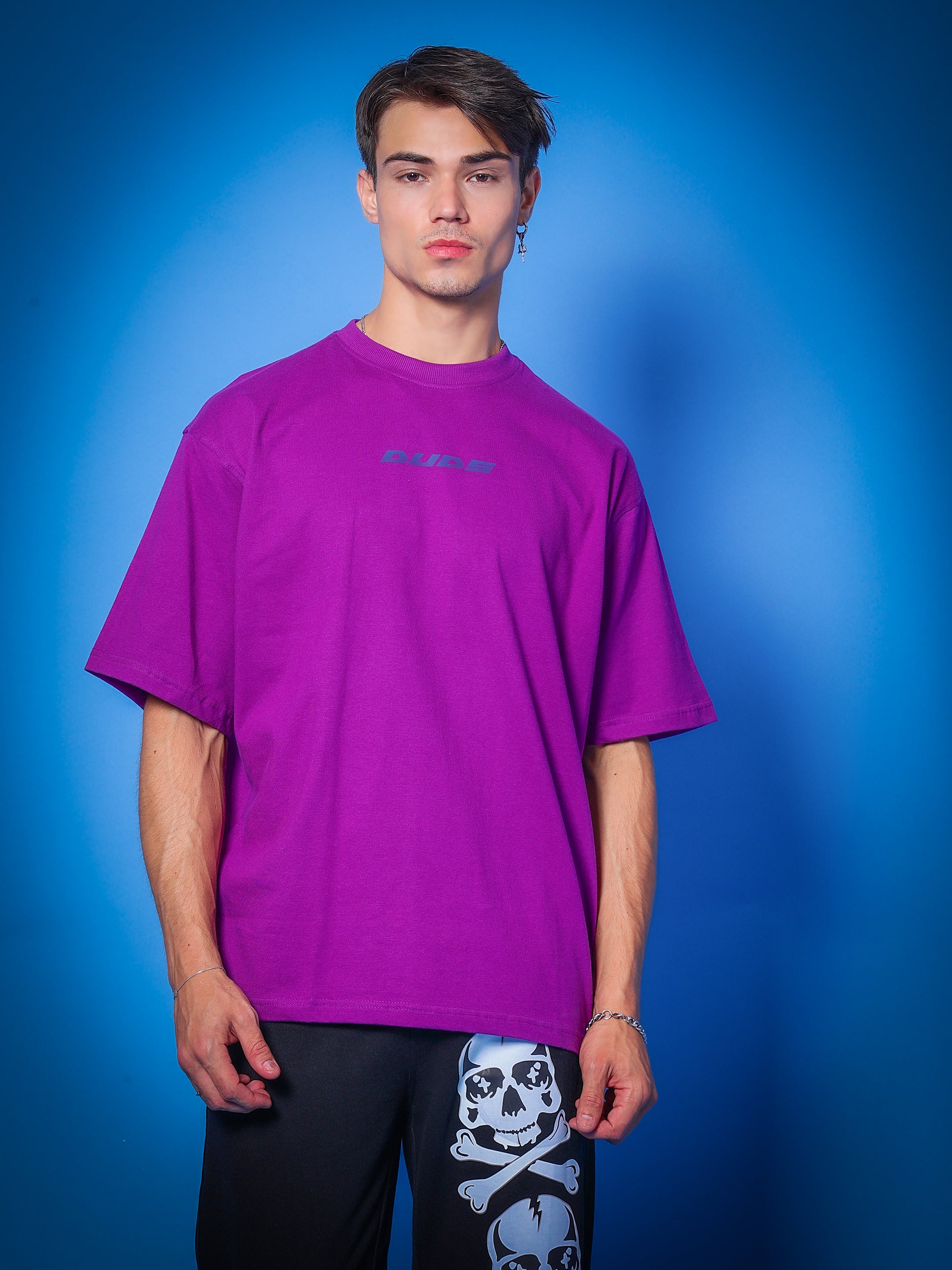 Intertwined Snake Reflector Over-Sized T-Shirt (Purple)