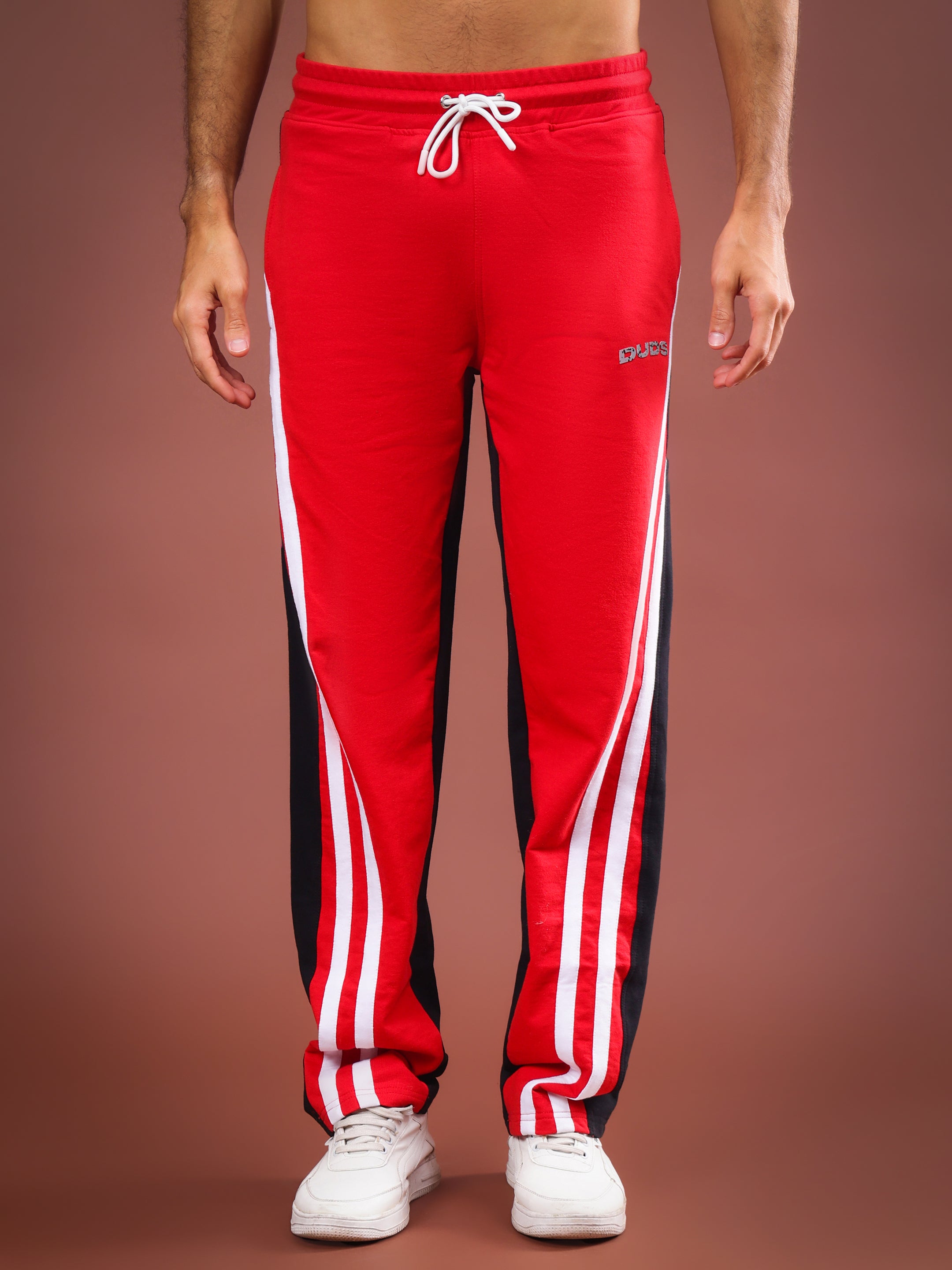 SKATER KOREAN BAGGY JOGGERS (RED BLACK)