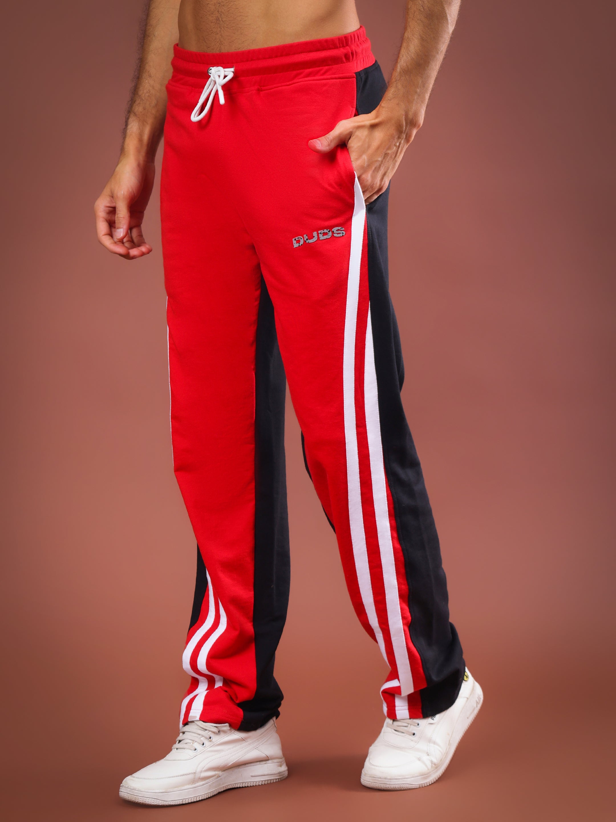 SKATER KOREAN BAGGY JOGGERS (RED BLACK)