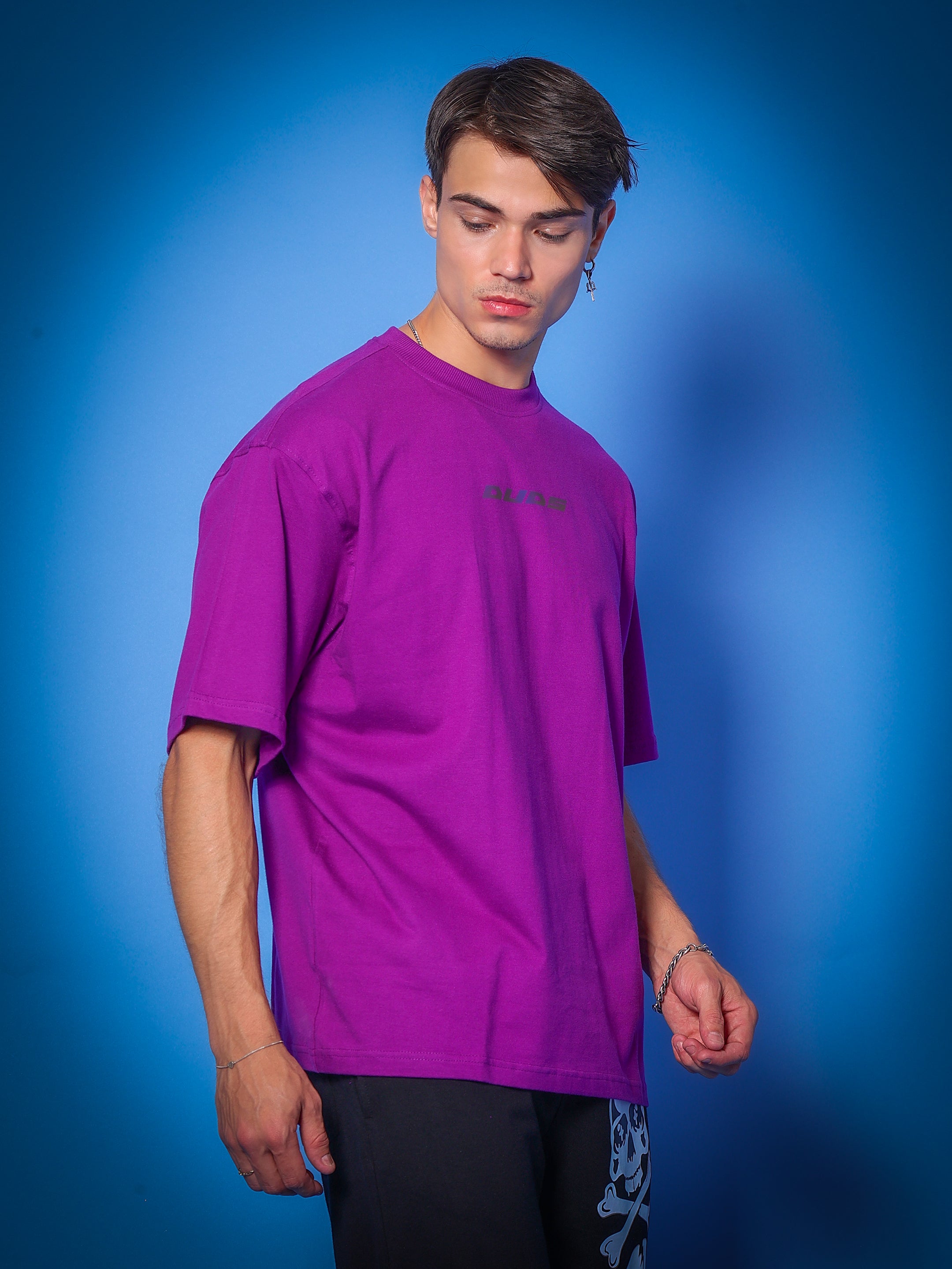 Intertwined Snake Reflector Over-Sized T-Shirt (Purple)