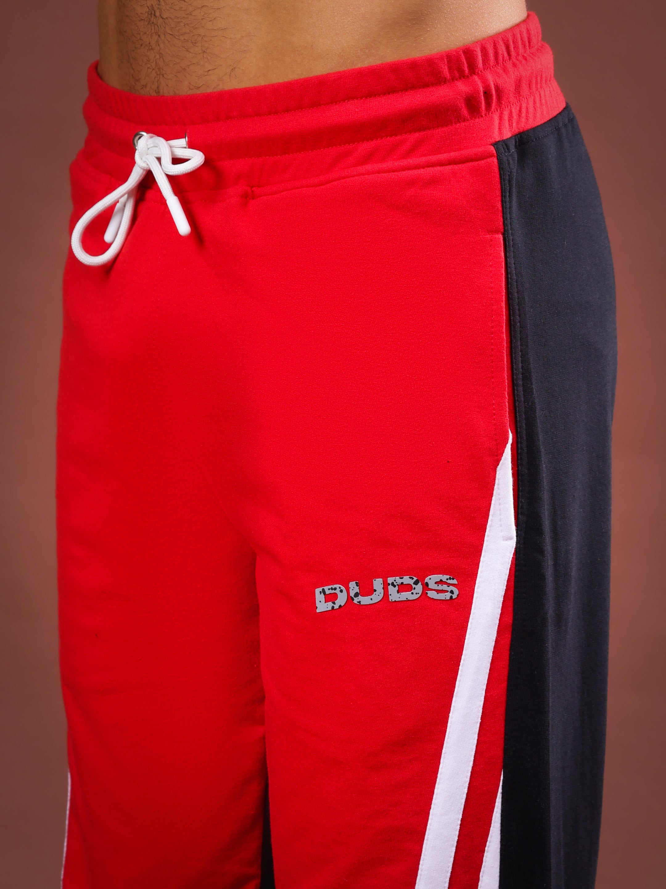 SKATER KOREAN BAGGY JOGGERS (RED BLACK)