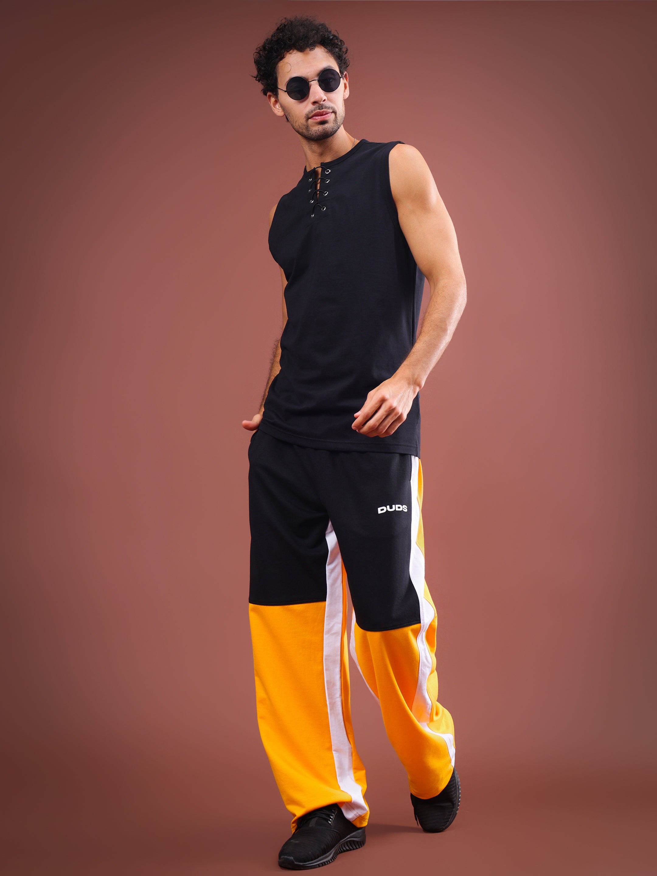 MERAKI BAGGY JOGGERS (YELLOW-BLACK)