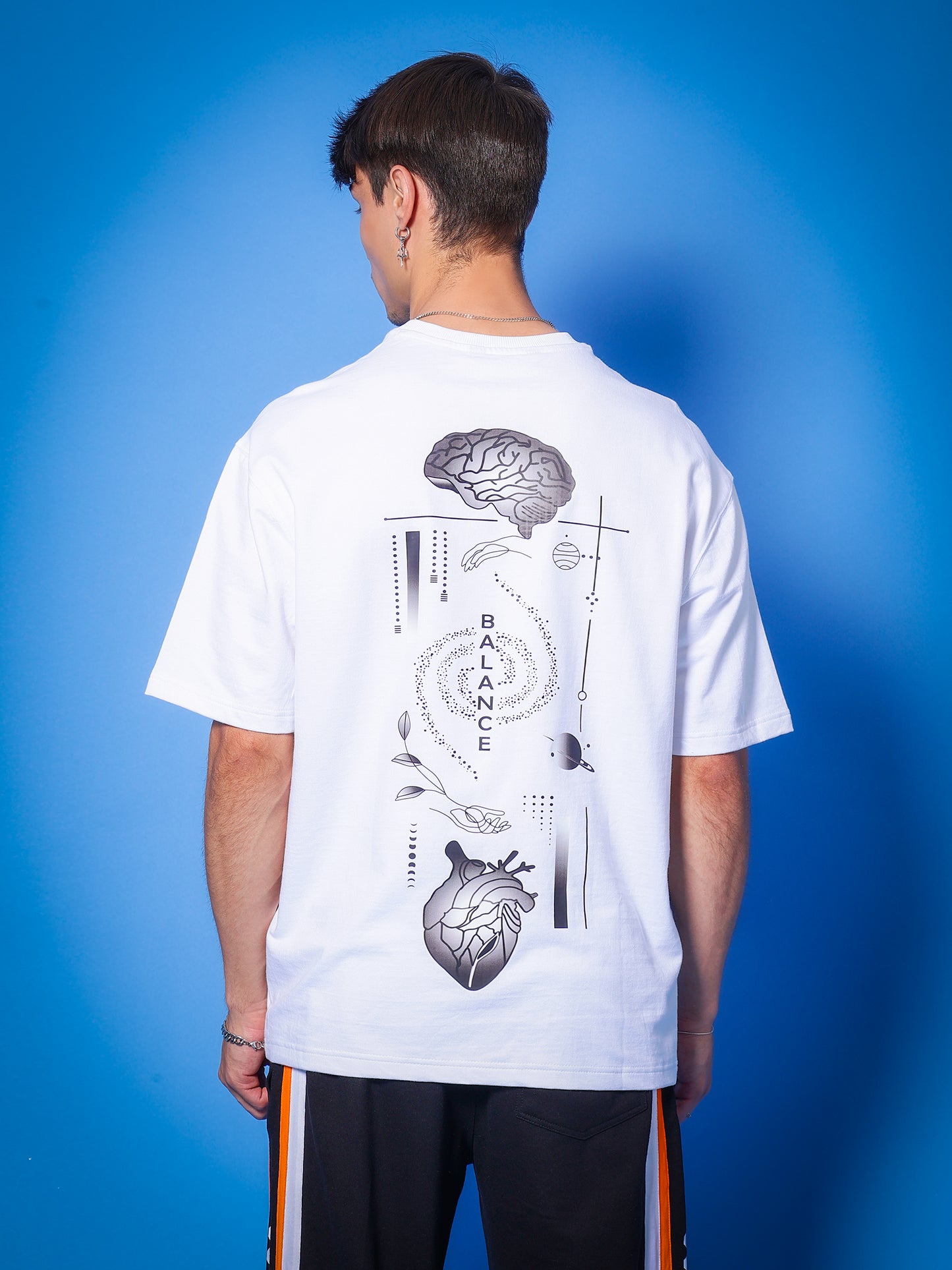 Mind & Spirit Gothic Art Print Over-Sized T-Shirt (White)