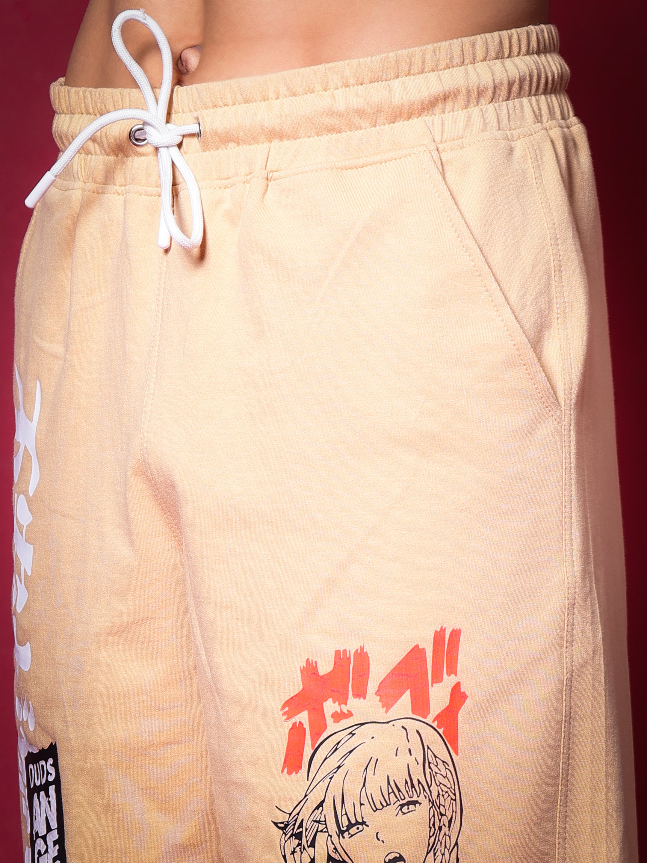 Duds Anime Girl Regular Fit Shorts (Light Orange)