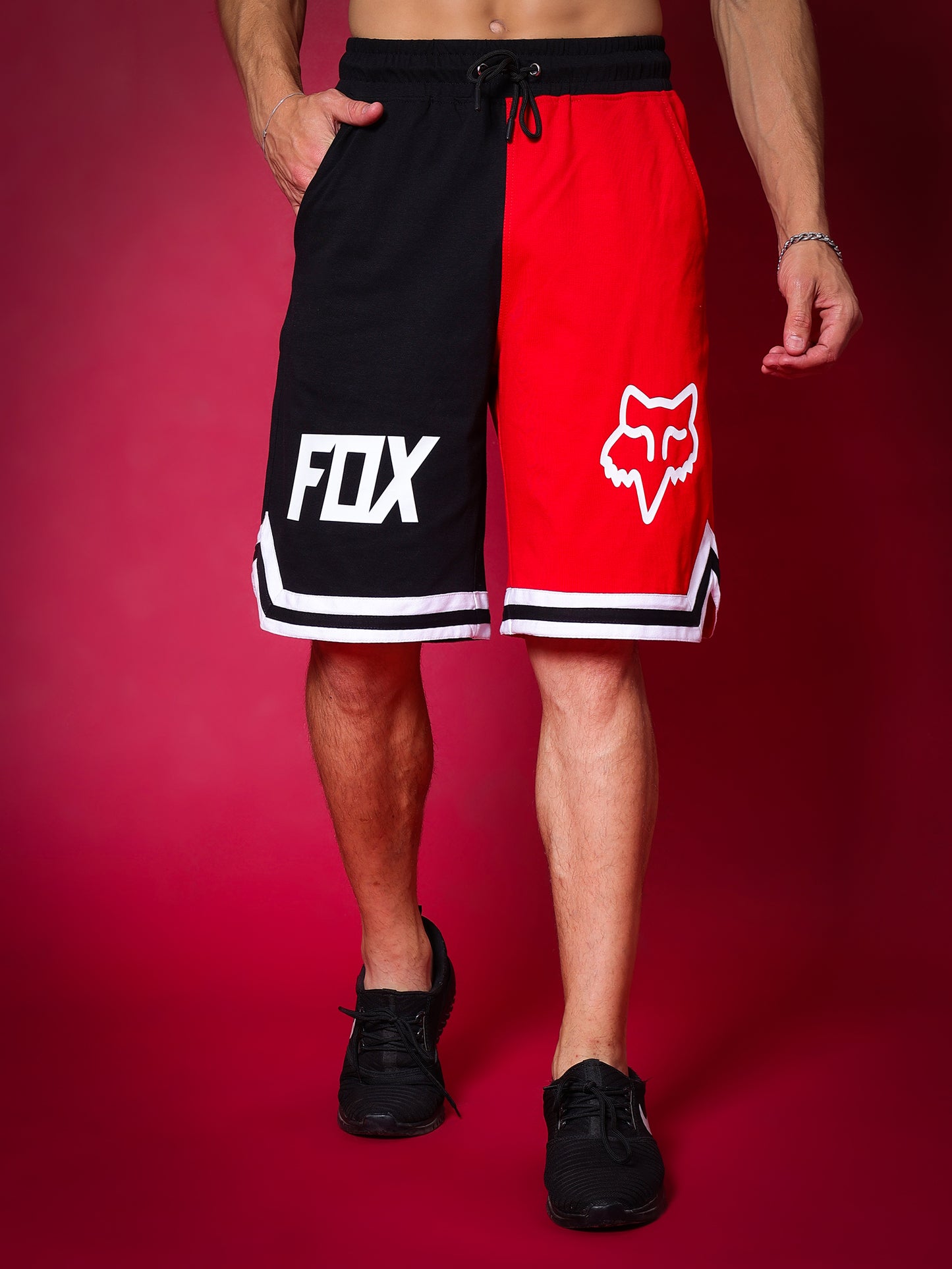 Fox Regular Fit Shorts (Red-Black)