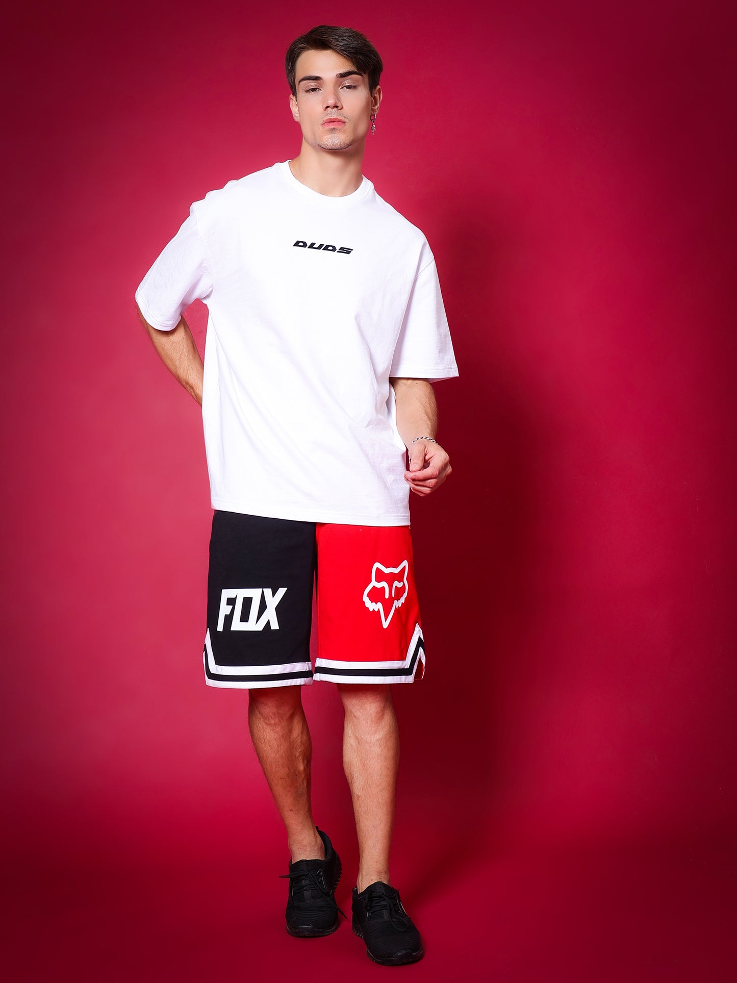 Fox Regular Fit Shorts (Red-Black)