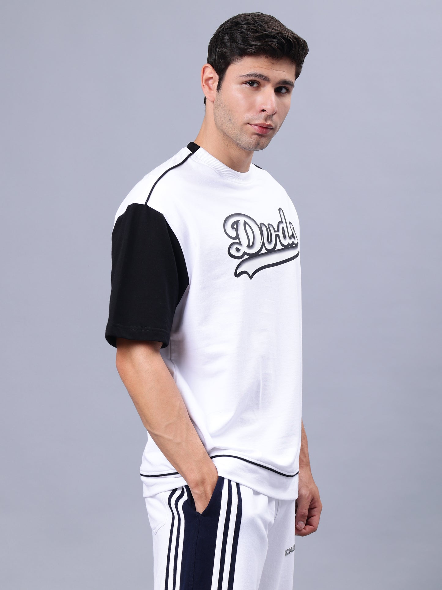 Hunk Over-Sized T-Shirt (White-Black)