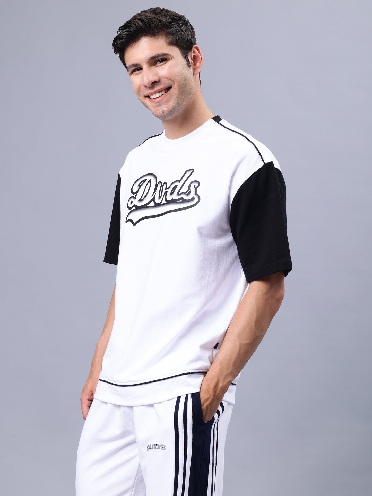 Hunk Over-Sized T-Shirt (White-Black)