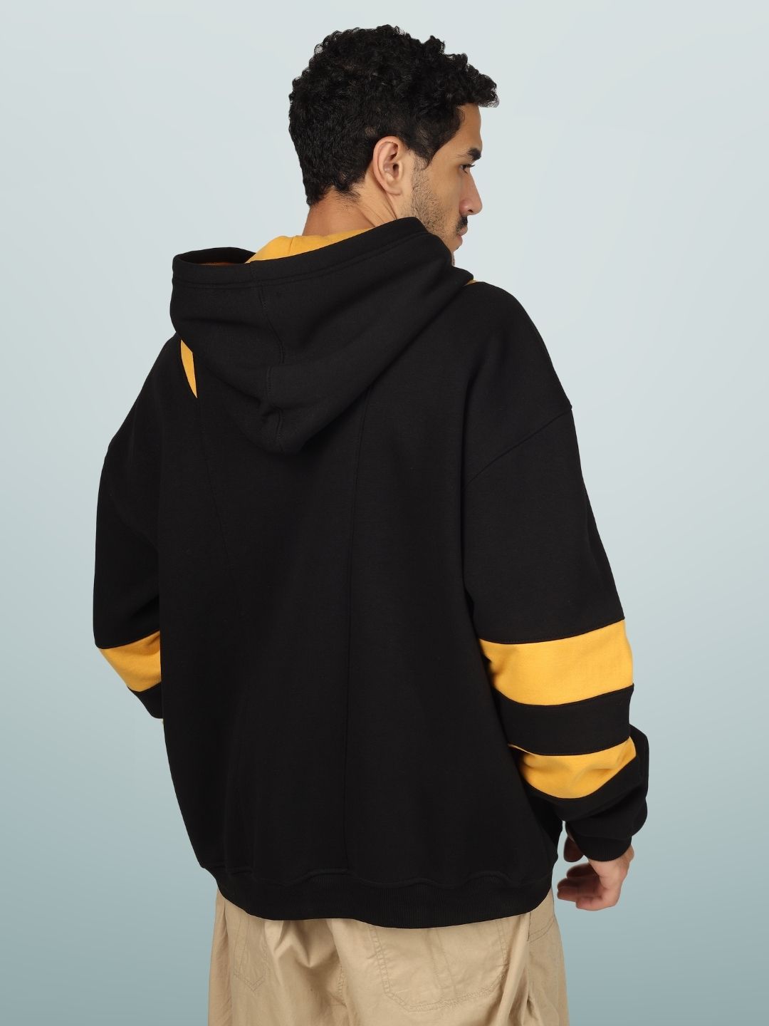 Colorblock Yellow Patch Zipper Hoodie - Wearduds