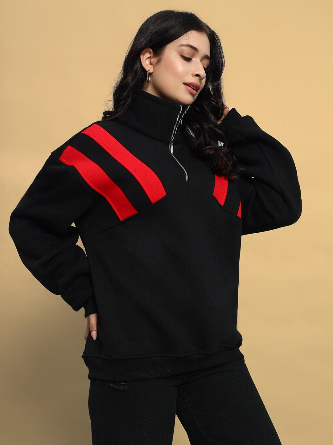 WOMEN'S CROSSBAR COLORBLOCK JACKET (BLACK-RED)