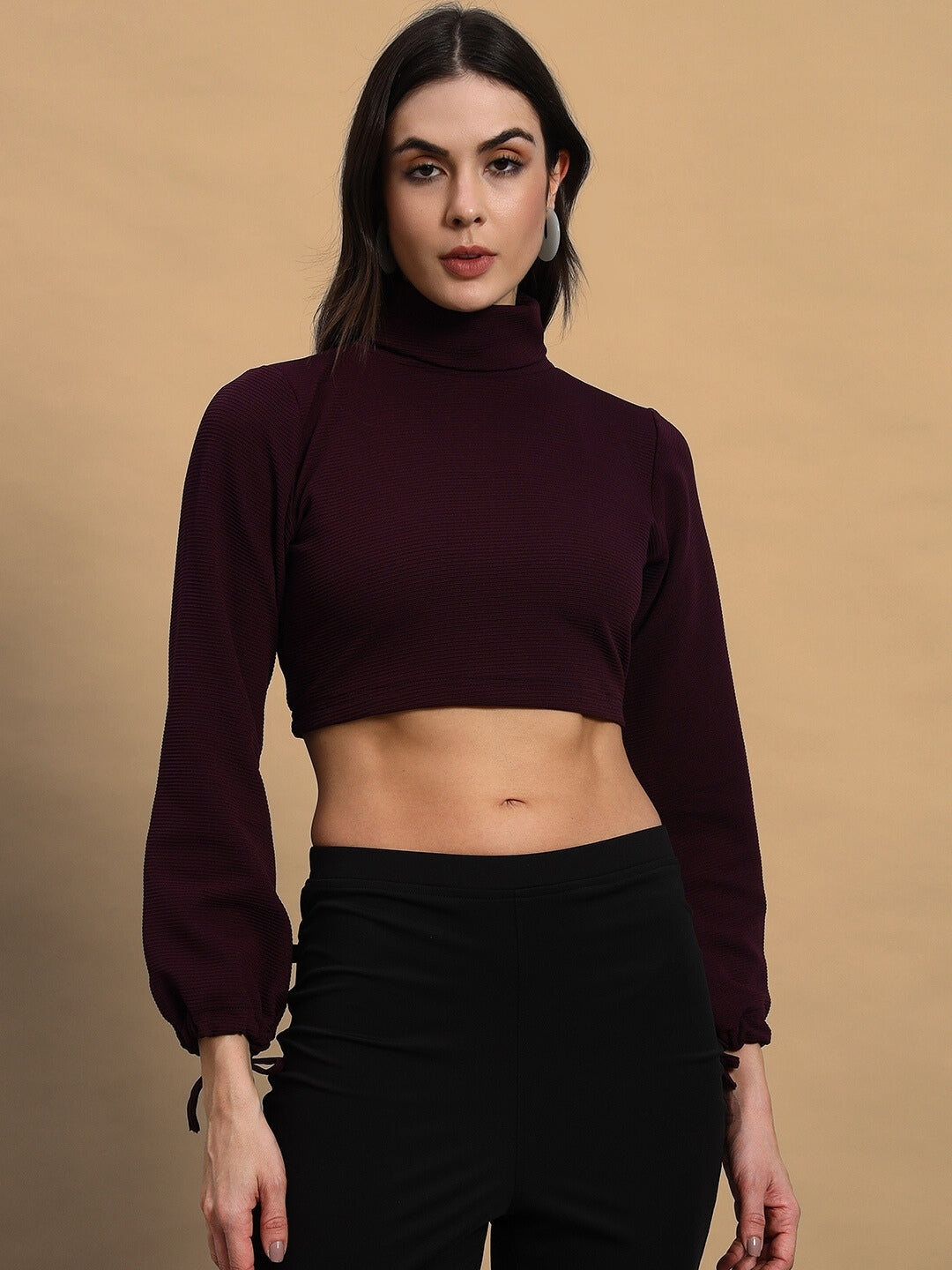 MUFFINE RIBBED CROP TOP (WINE)