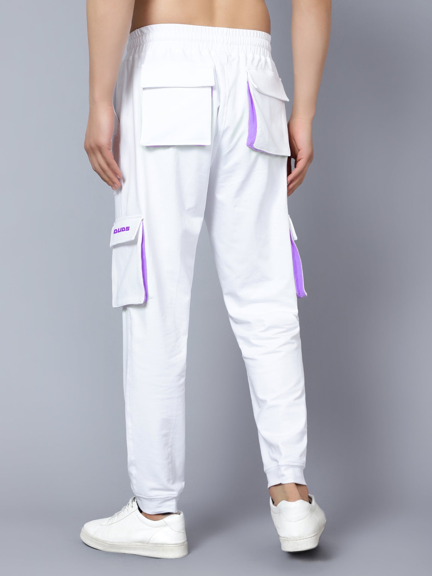 Cargo Pants (White With Lilac Highlighter) - Wearduds