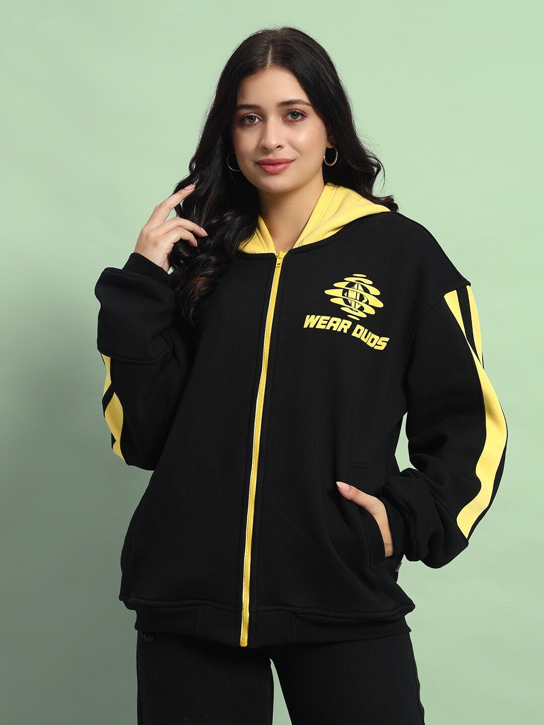 WOMEN'S CRUISER COLORBLOCK HOODIE (BLACK-YELLOW)