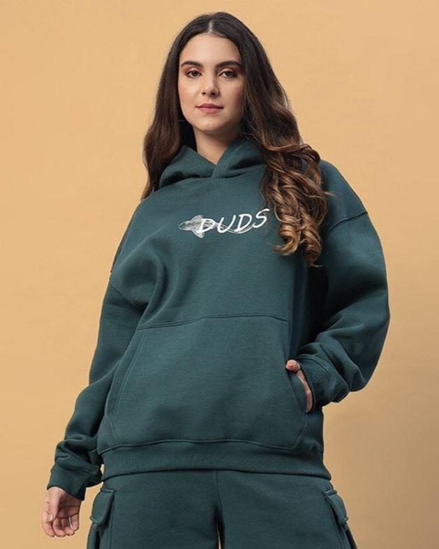 Women's Leopard Shark Fleece Hoodie (Teal Green)