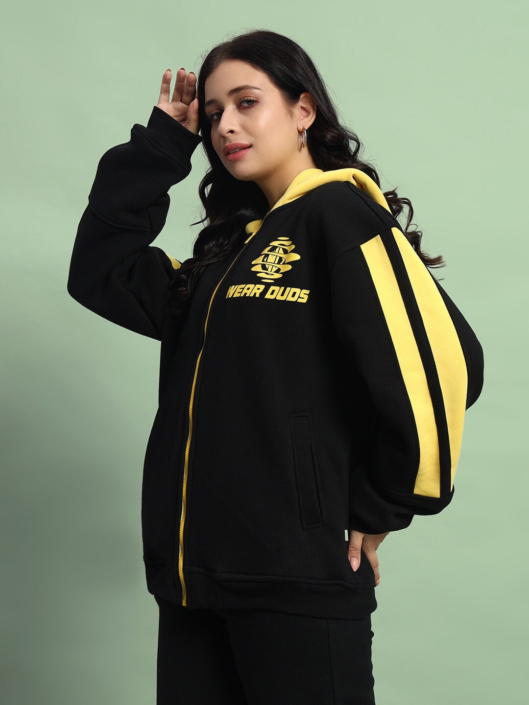 WOMEN'S CRUISER COLORBLOCK HOODIE (BLACK-YELLOW)