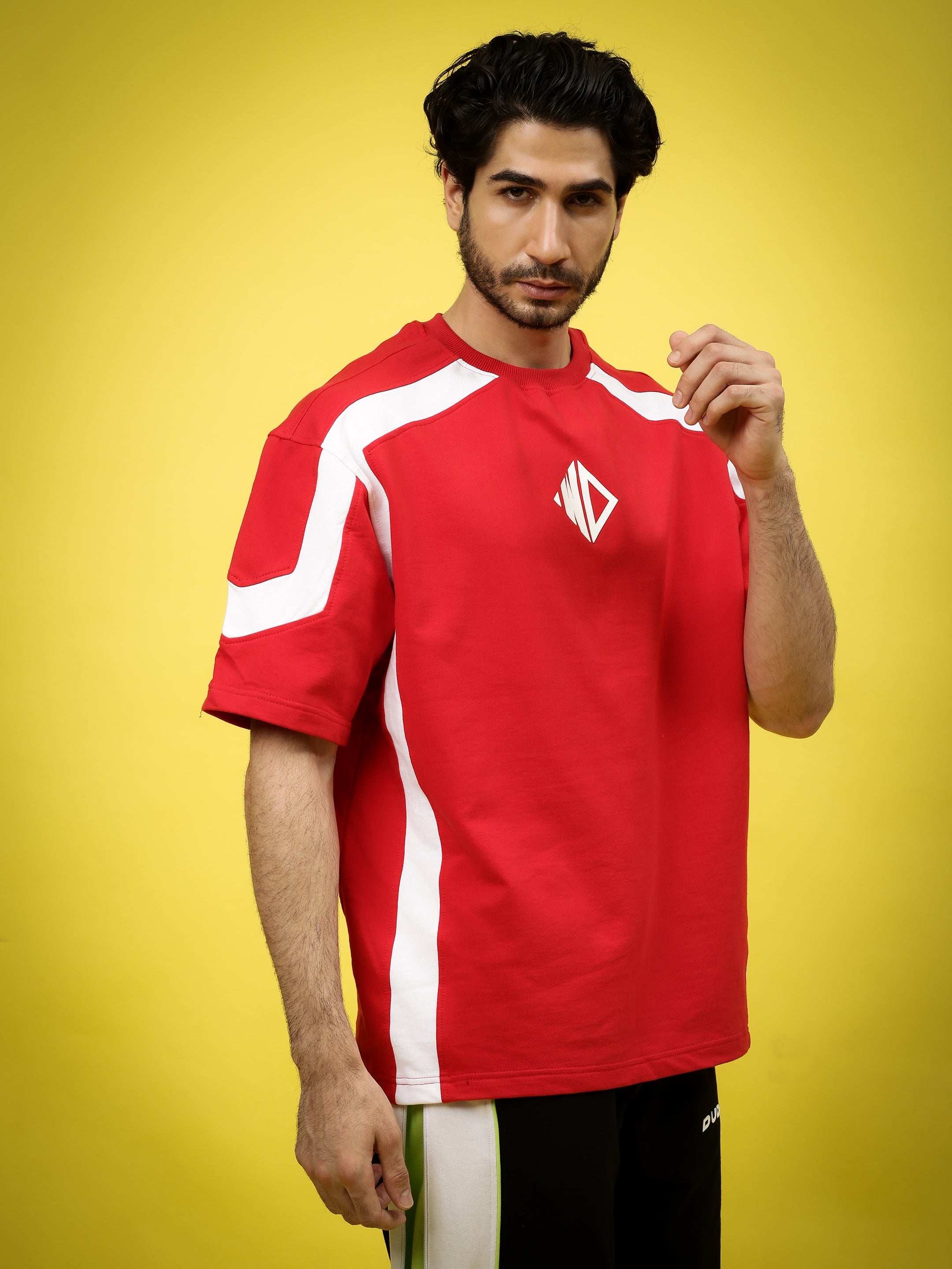 Rugby Over-Sized T-Shirt (Red-White)