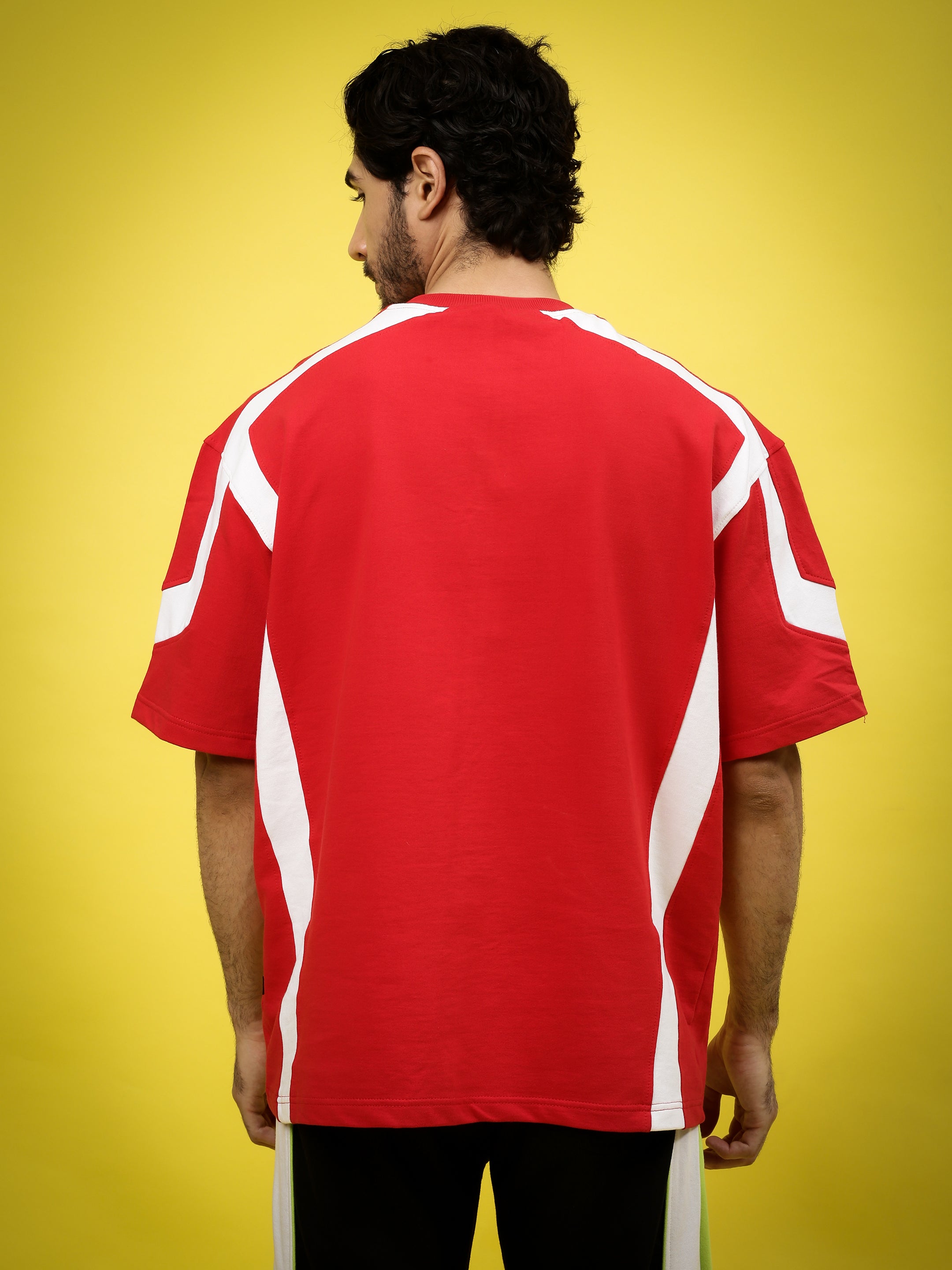 Rugby Over-Sized T-Shirt (Red-White)