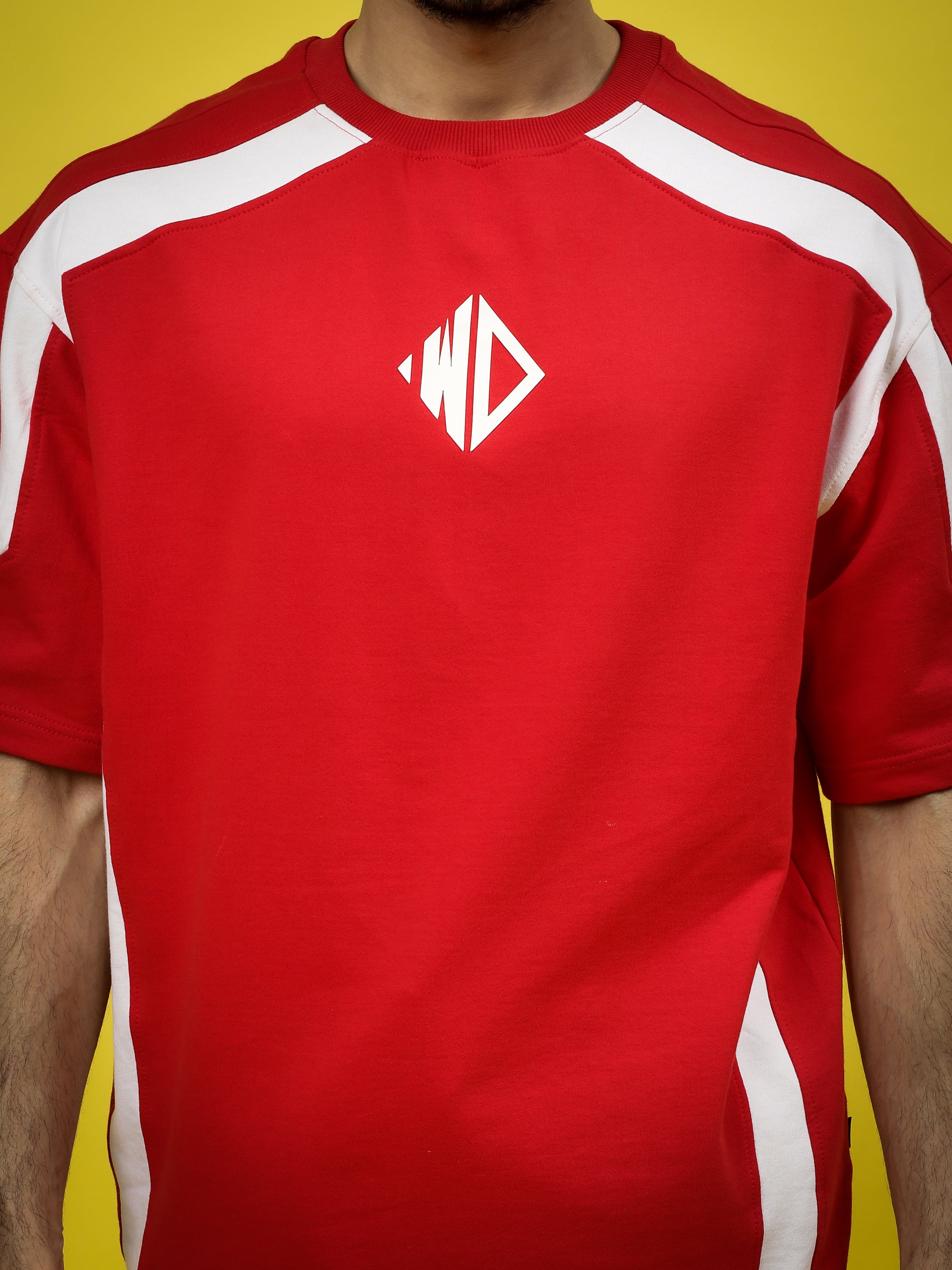 Rugby Over-Sized T-Shirt (Red-White)