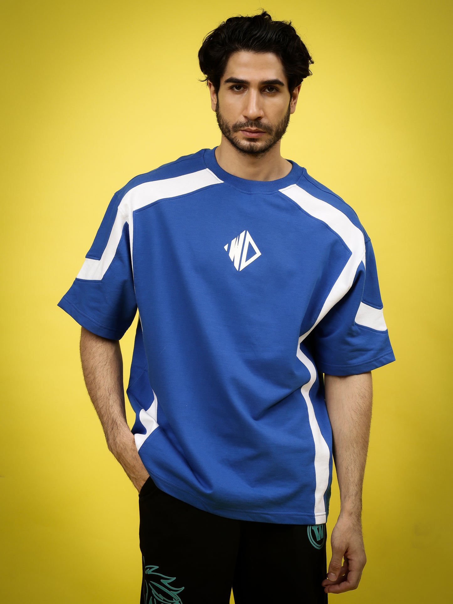 Rugby Over-Sized T-Shirt (Royal Blue-White)