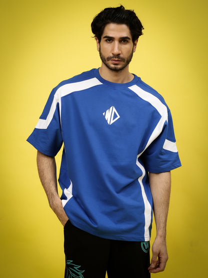 Rugby Over-Sized T-Shirt (Royal Blue-White)