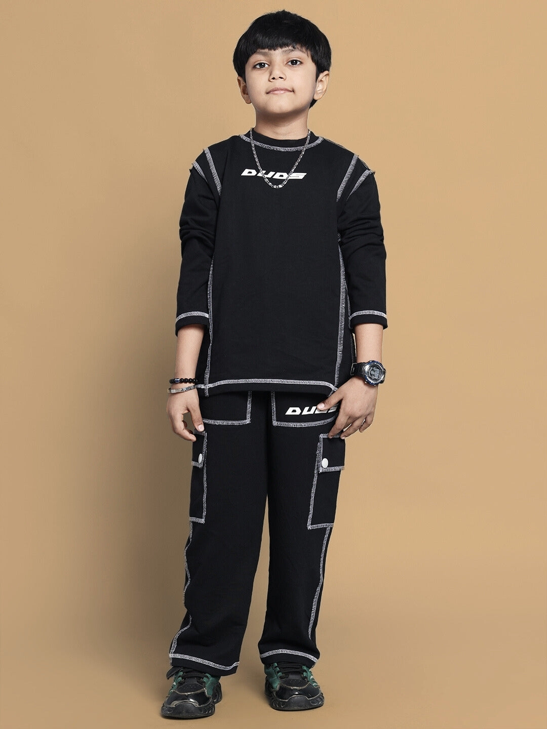 DYNAMIC OVERSIZED CO-ORD SET FOR BOYS & GIRLS (BLACK)