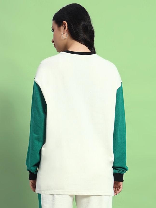 WOMEN'S ZINGY OVERSIZED SWEATSHIRT (OFF WHITE-TEAL)