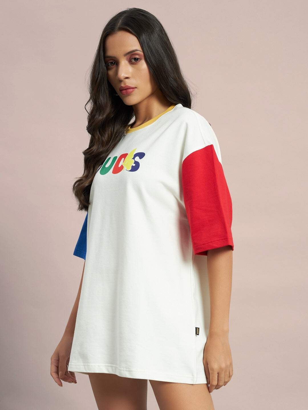 Women's Adonis Color Blocked Oversized T-Shirt (OFF White)