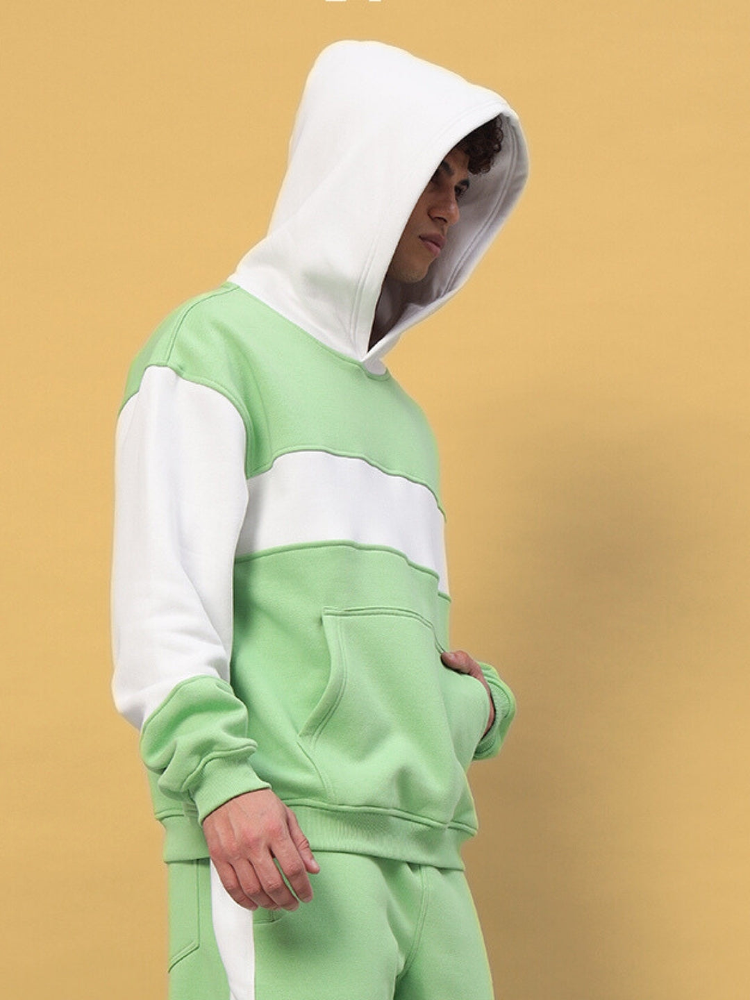 Minted Bliss Colorblock Hoodie (Green-White)