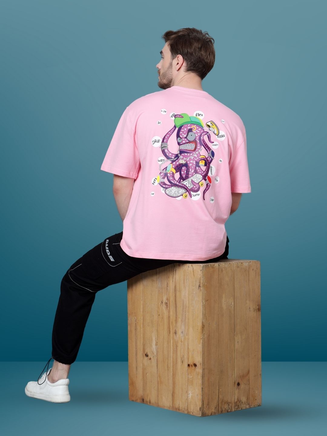 Octopus Over-Sized T-Shirt (Baby Pink) - Wearduds