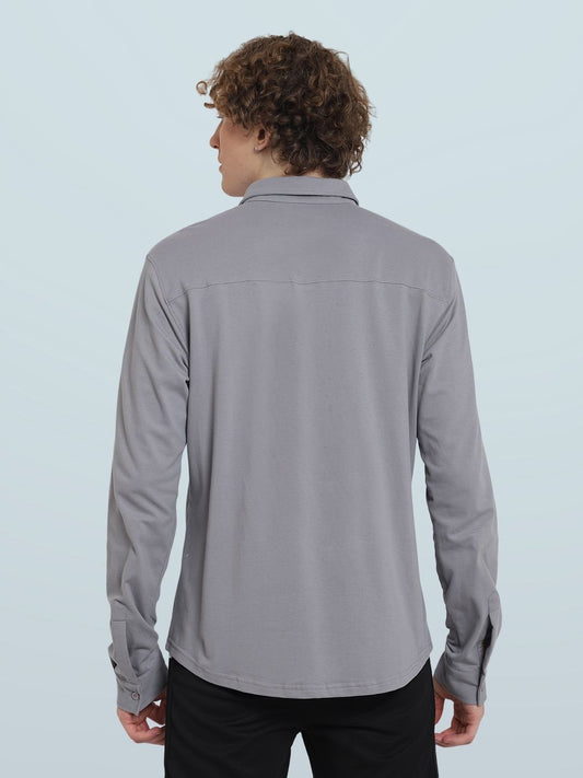 silver grey sporty pique shirt