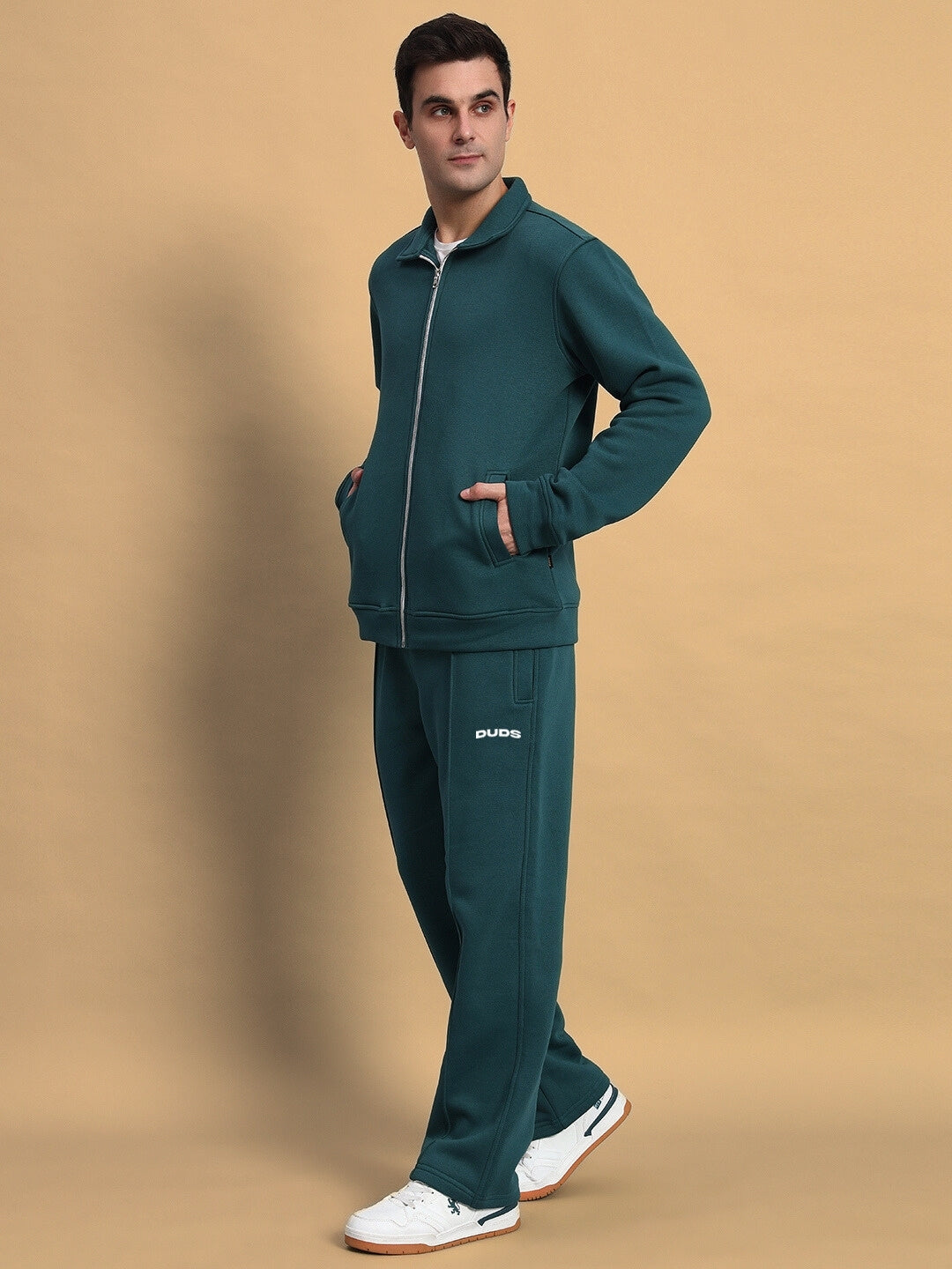 SHAGGY ZIPPER FLEECE CO-ORD SET (TEAL GREEN)