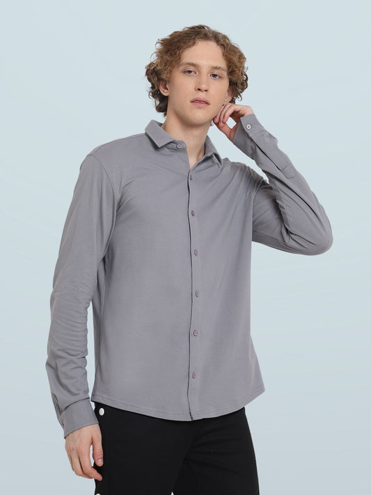 silver grey sporty pique shirt