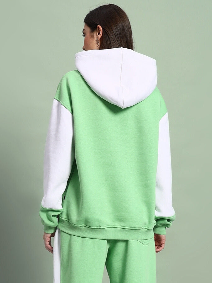 Women's Minted Bliss Colorblock Hoodie (Green-White)