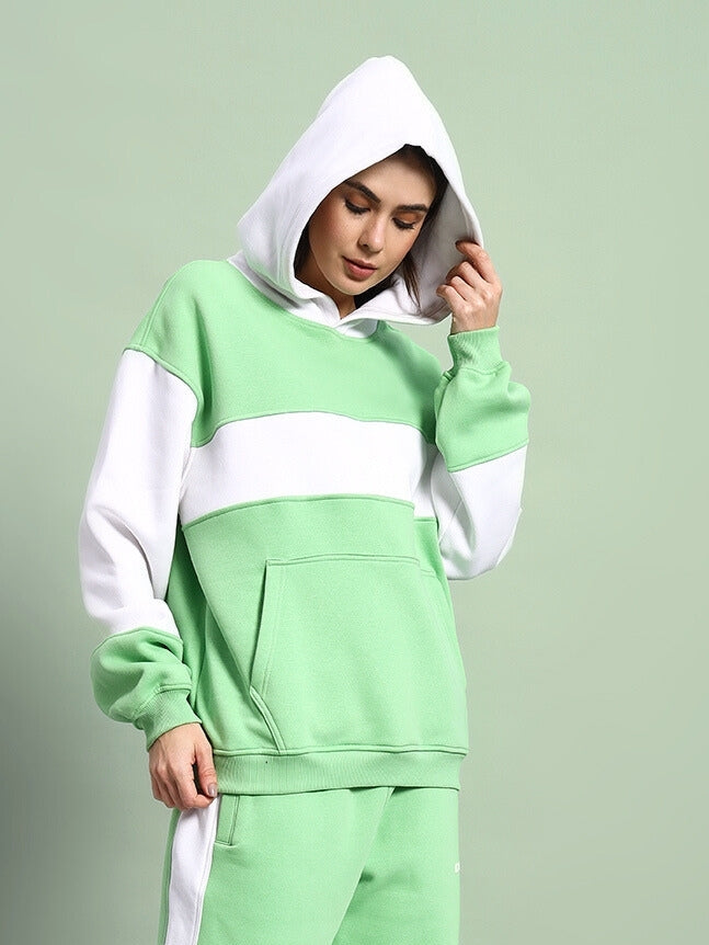 Women's Minted Bliss Colorblock Hoodie (Green-White)